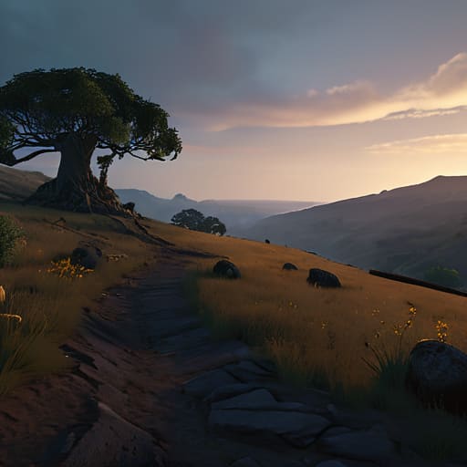 Glowing tree in Elden Ring open world.